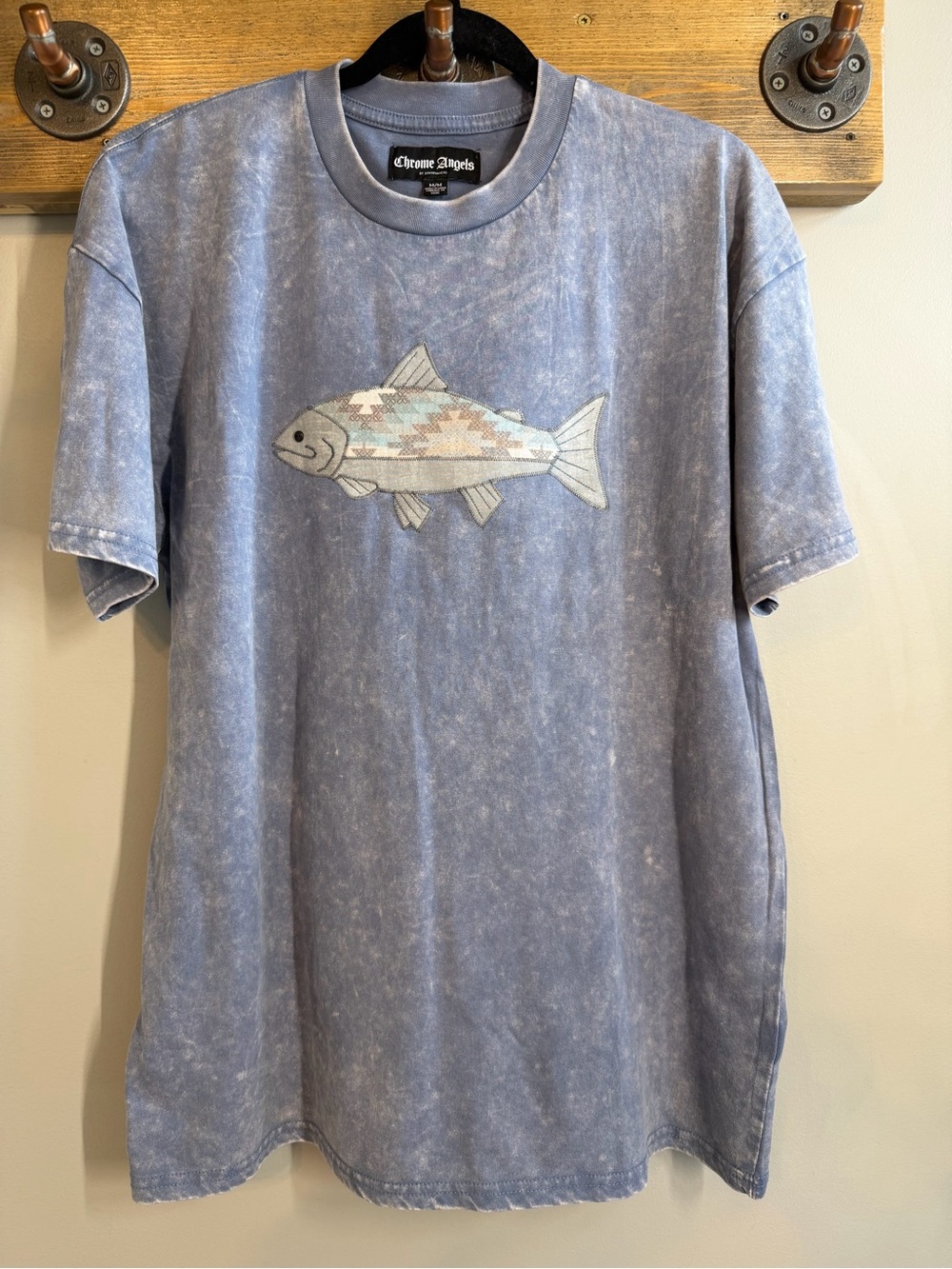 Mineral Wash Light Blue Fish Graphic Tee